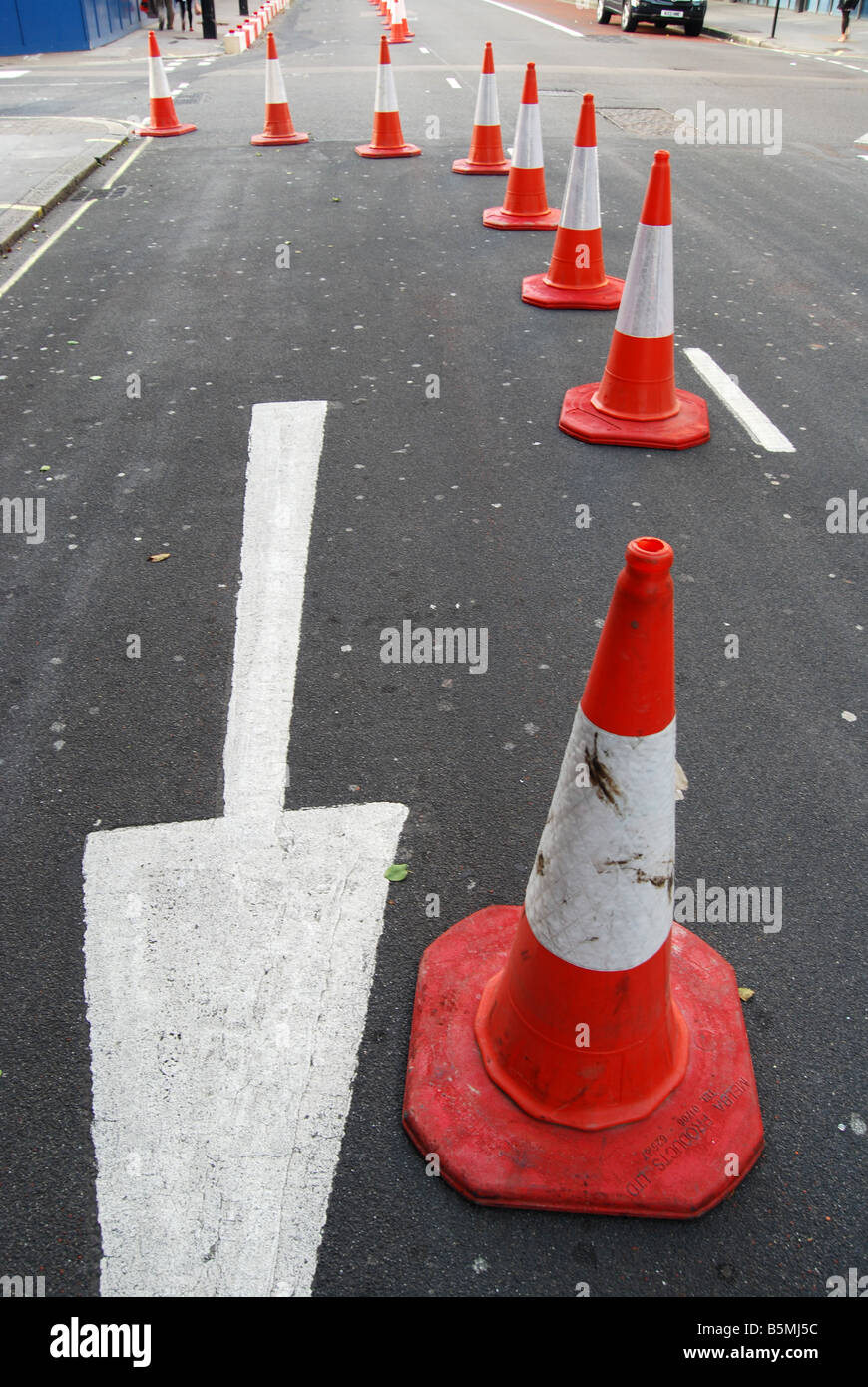 Traffic cones road signs lane hires stock photography and images Alamy
