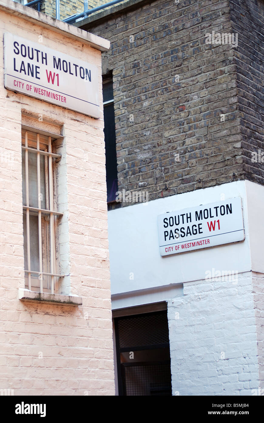 South Molton Lane London street signs Stock Photo Alamy