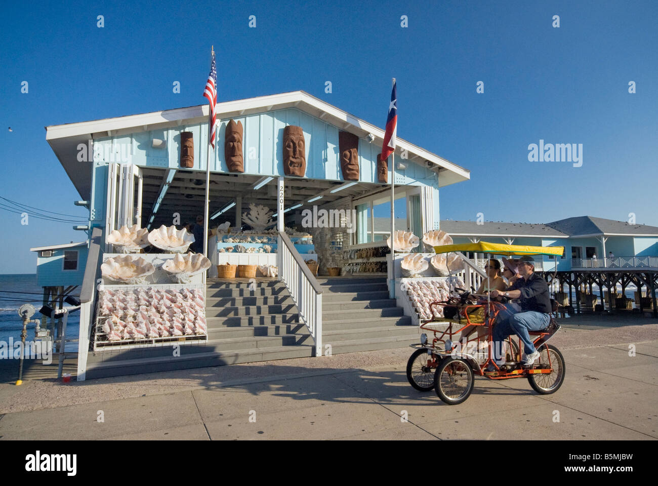 Buggy riders at souvenir shop (before Ike hurricane, now rebuilt) at Seawall Boulevard Galveston