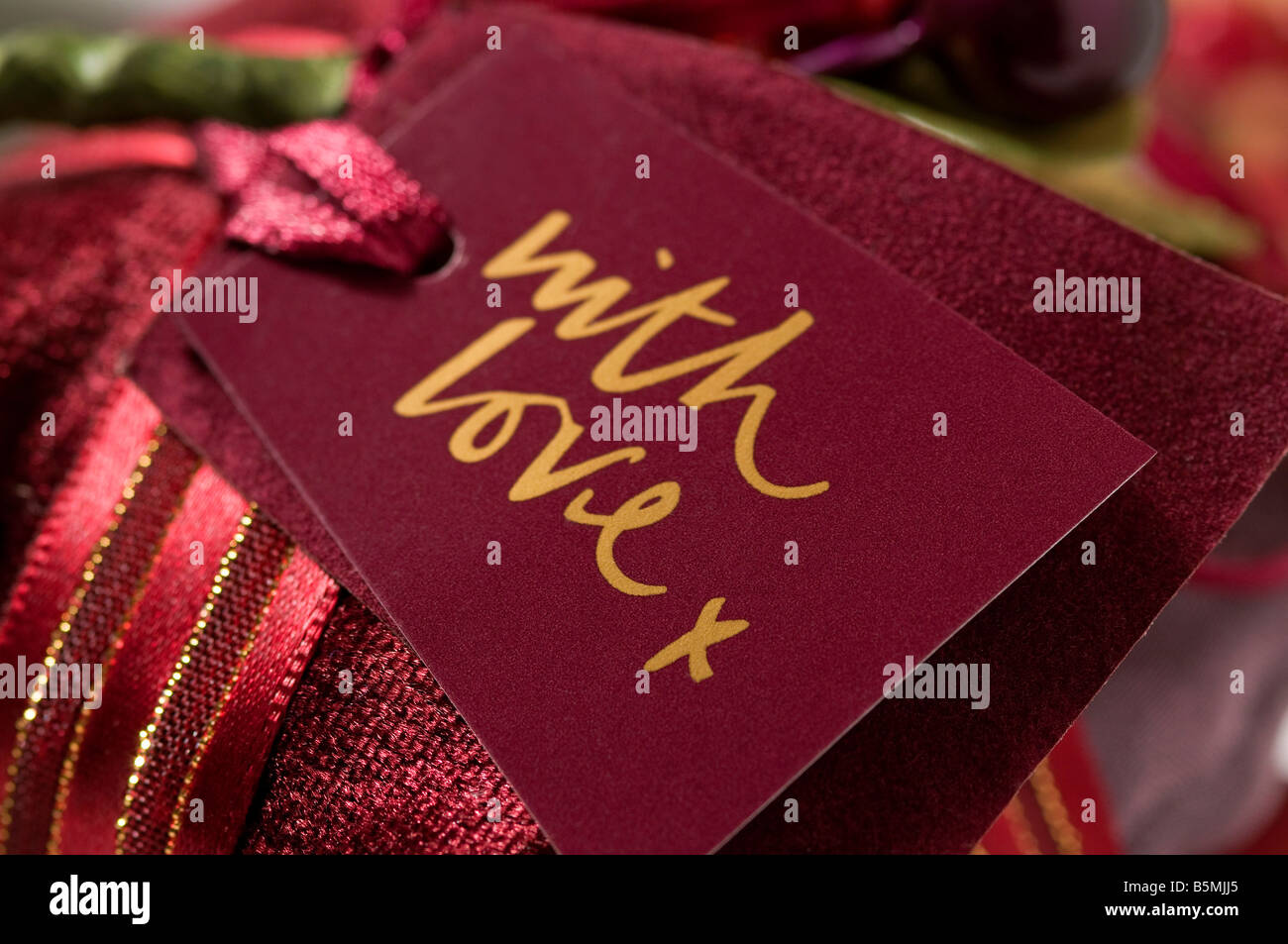 christmas decoration with love tag Stock Photo