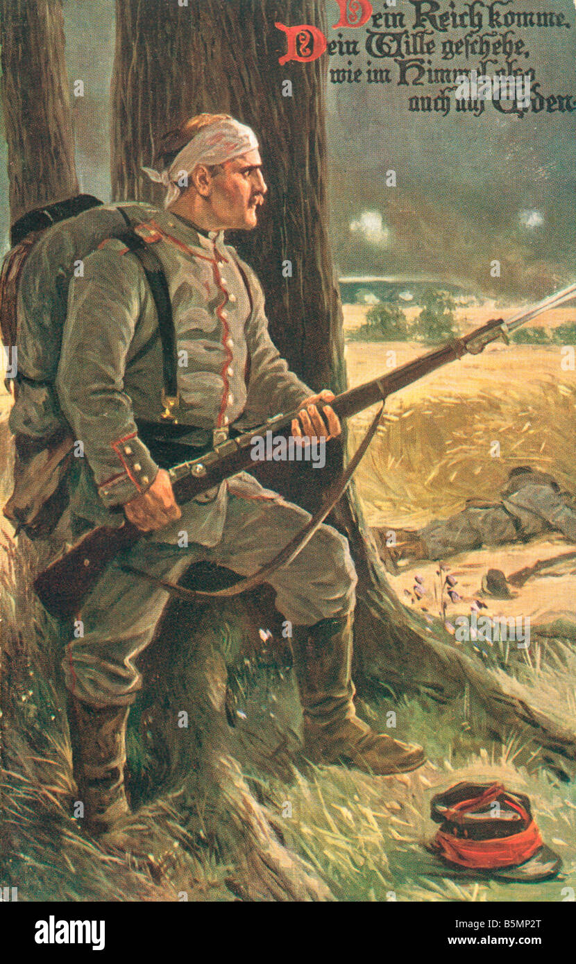 9 1914 0 0 C2 2 For Fatherland and Right Postcard First World War 1914 1918 Postcards Fuer Vaterland und Recht auf treuer Wacht Stock Photo