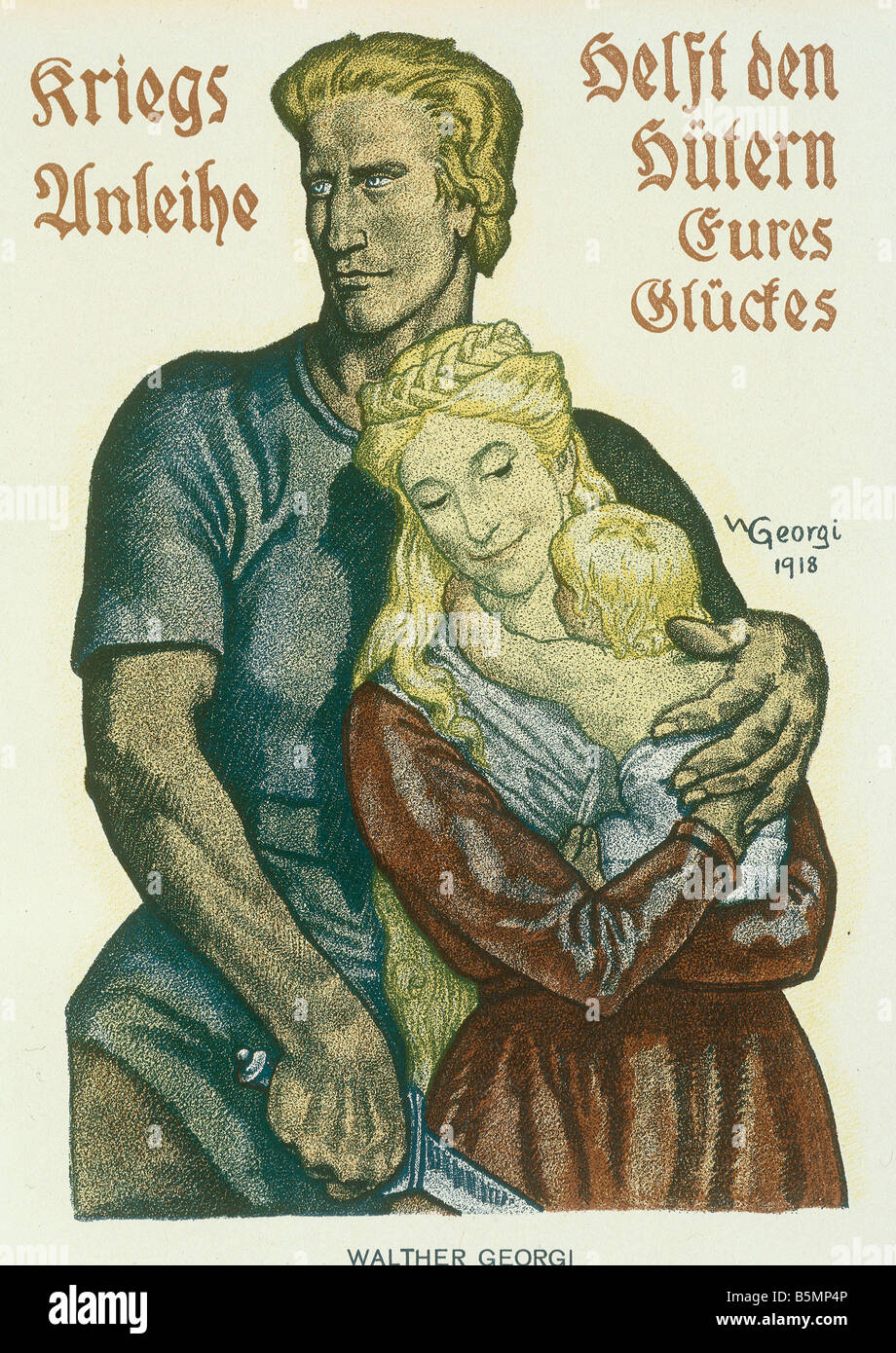 9 1914 0 0 E1 6 9th War Loan Campaign Poster by Georgi First World War 1914 1918 War Loans War Loans Bonds issued by the German Stock Photo