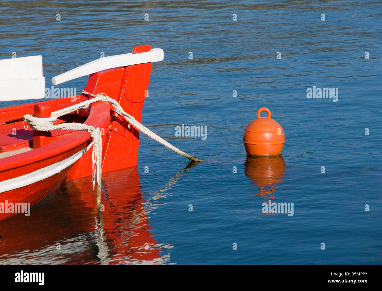 Greek Rudder Red Fishing boat's rudder. Harbour scene. Argostoli Kefalonia Greece ...