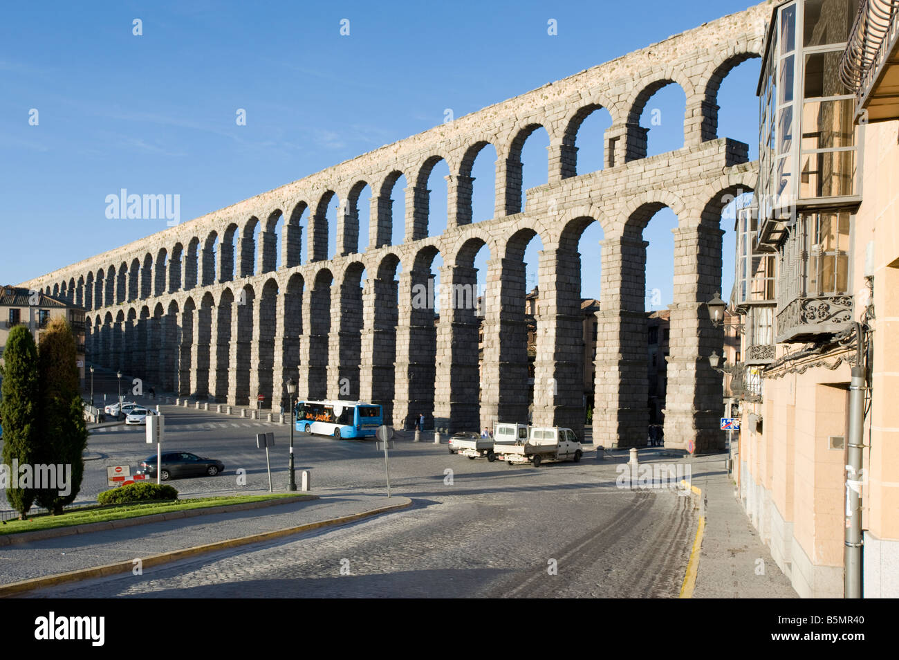 Roman Aqueduct at Segovia, Spain. Stock Photo