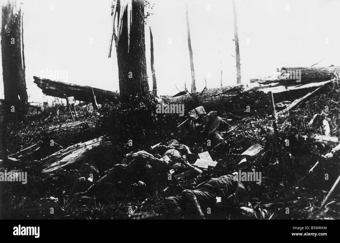9 1918 3 0 A1 5 WW1 West Fr Destroyed battery 1918 World War 1 Western Front German major offensive March July 1918 Destroyed ba Stock Photo