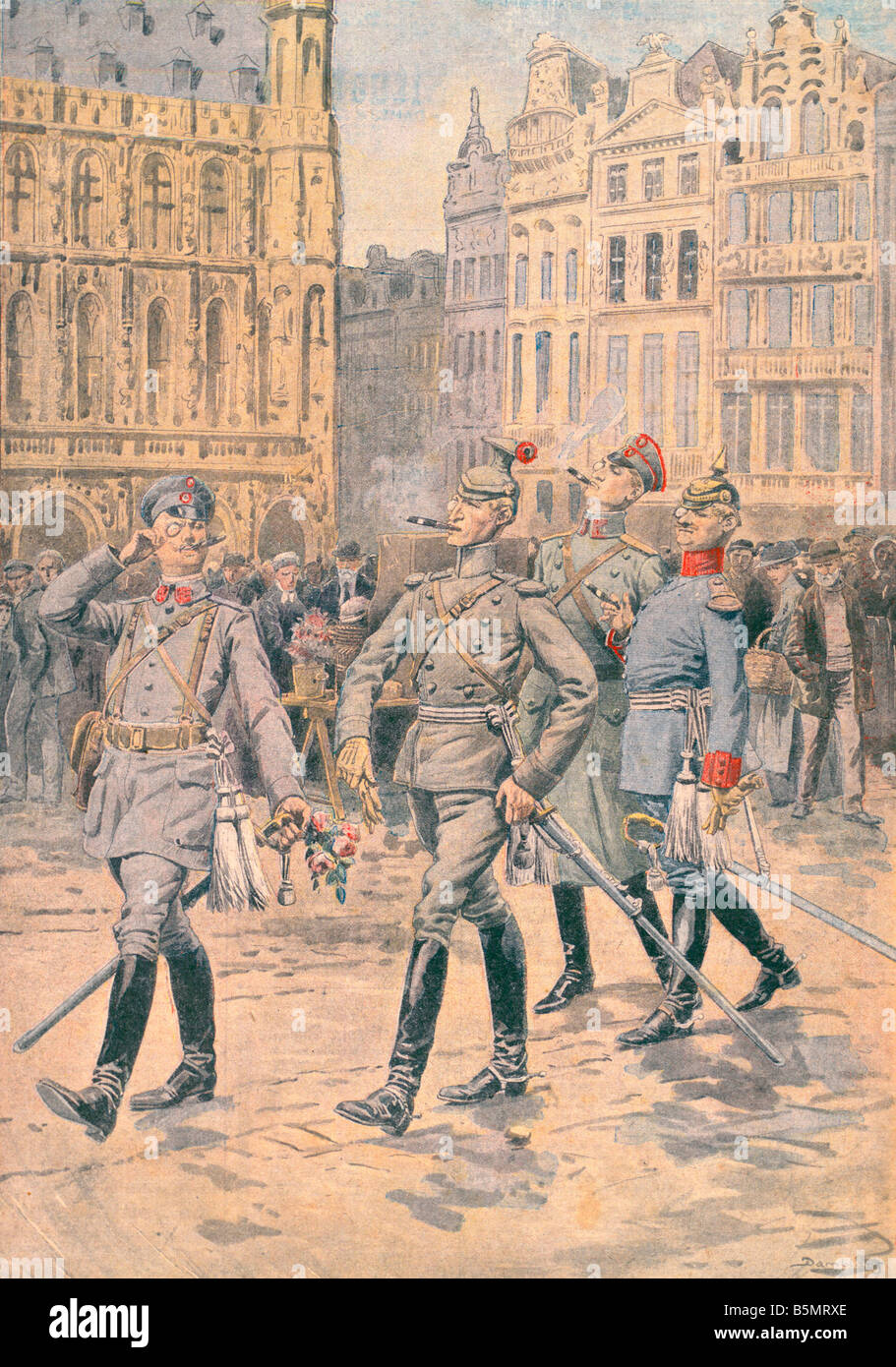 9BE 1916 0 0 A1 E Ger officers in Brussels 1916 Pet Journ World War 1 Belgium under German military administration 1914 18 Messi Stock Photo