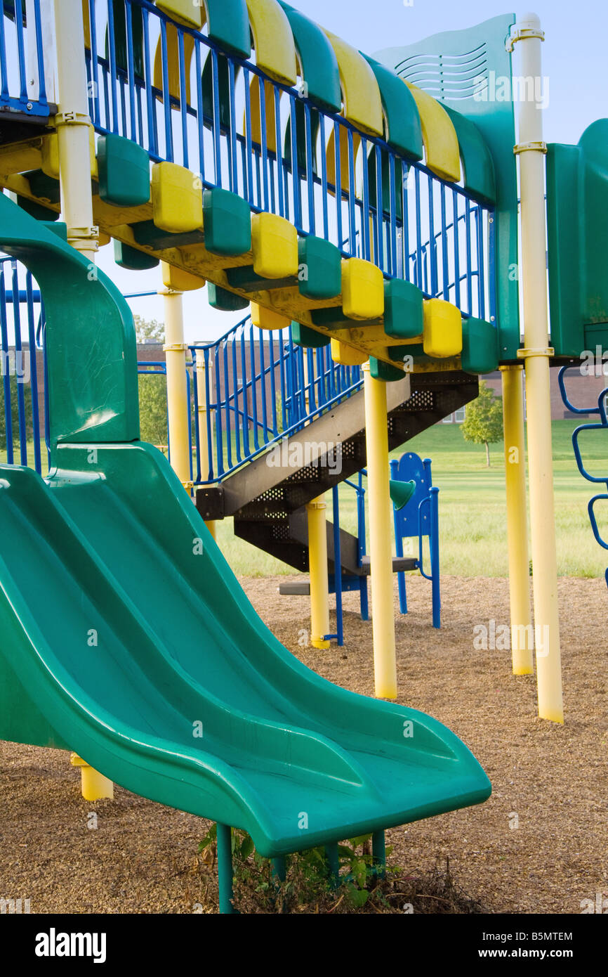 playground slide and equipment on a school field Stock Photo Alamy