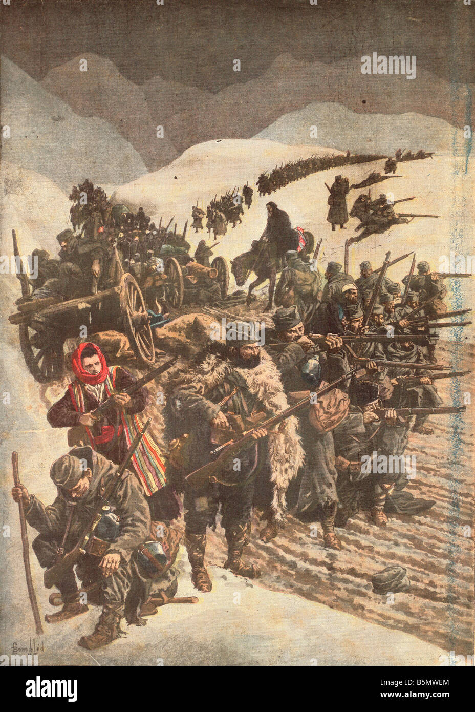 9JG 1915 12 0 A1 E Serbian Refugees 1915 Petit Journal World War I 2nd Serbia Expedition by the Central Powers Germany Austria H Stock Photo