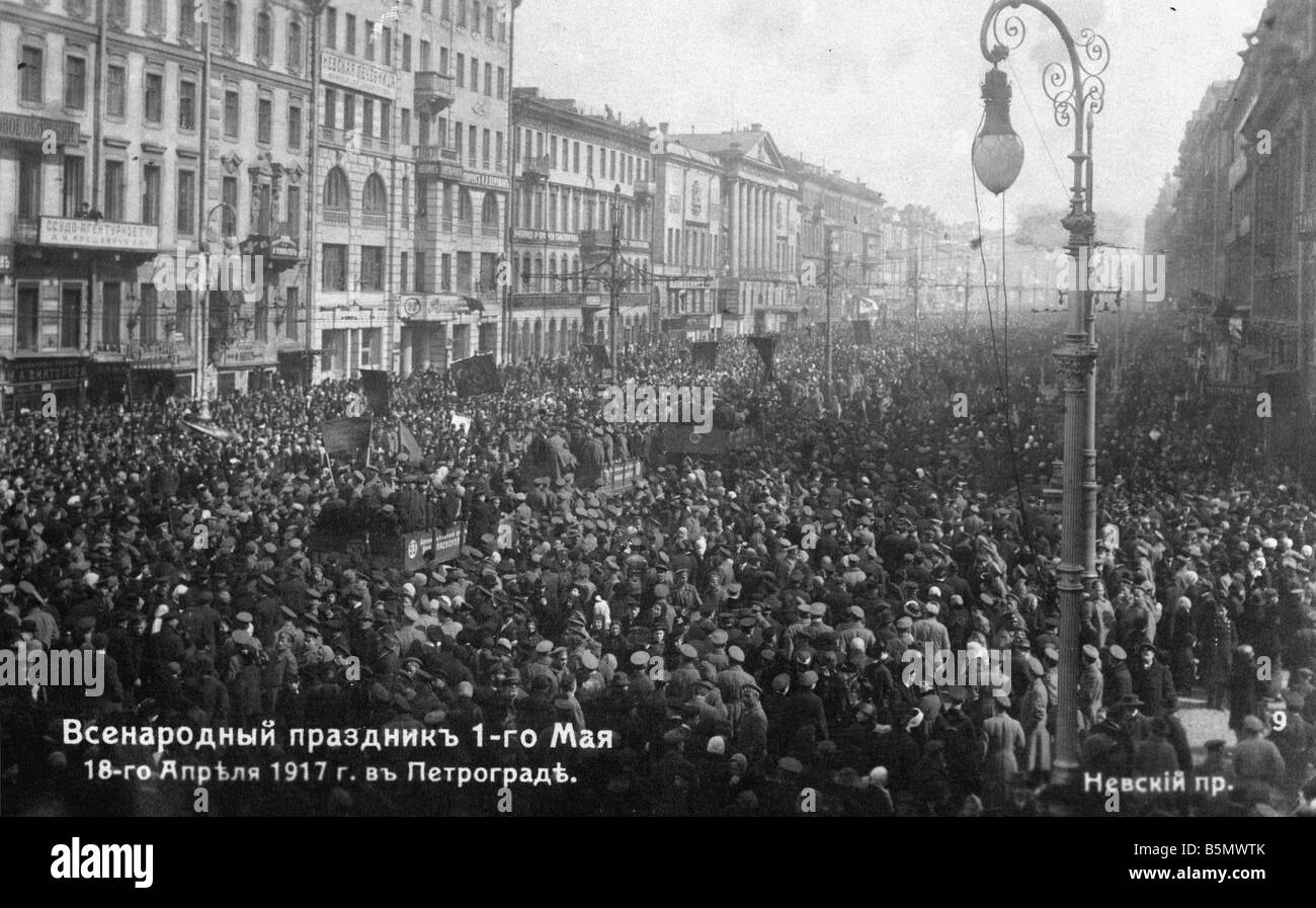 9RD 1917 5 1 A1 4 May Day Petrograd 1917 Revolution Russian Revolution May Day 1917 May Day Celebrations in Petrograd 1 May 18 A Stock Photo