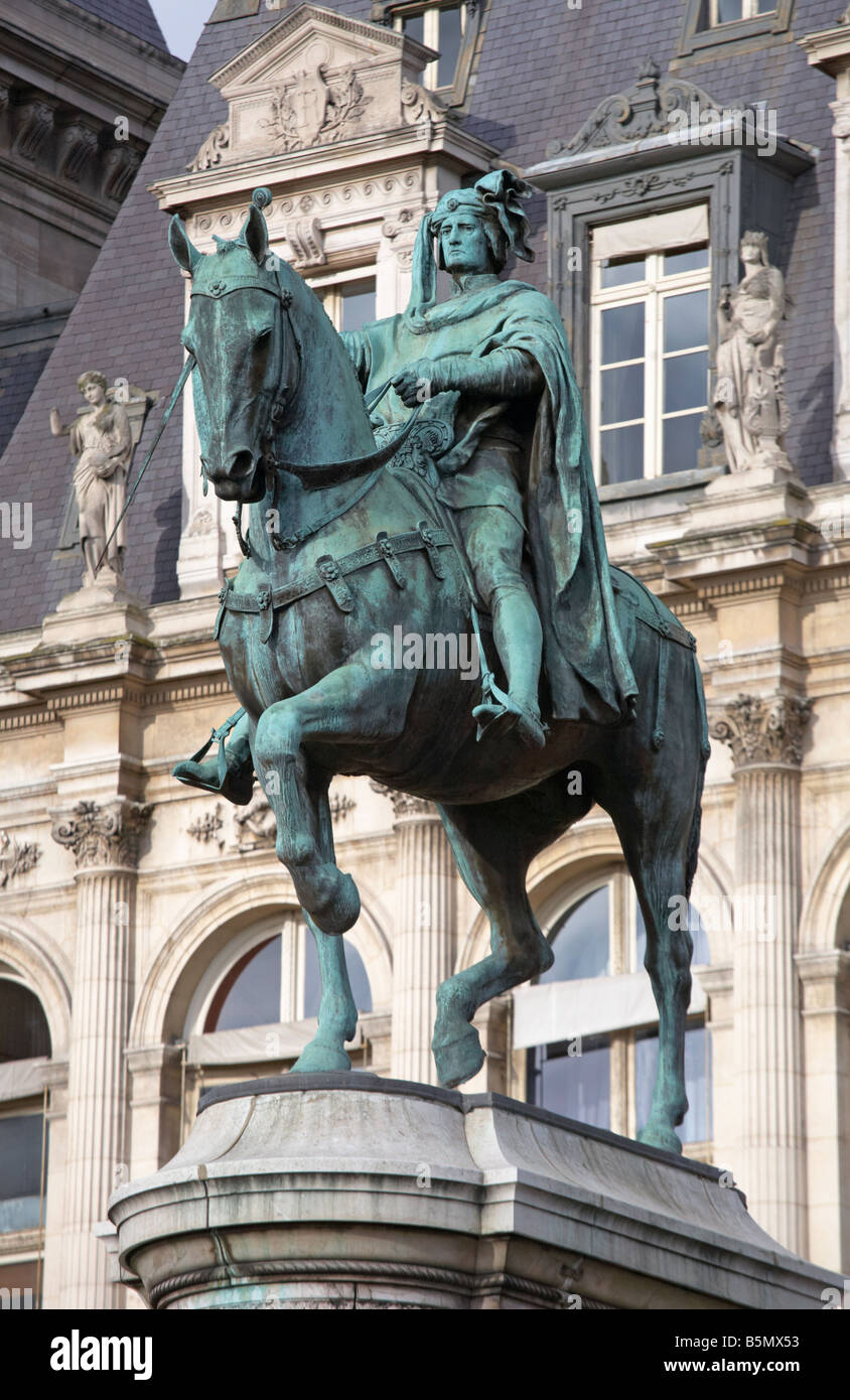 Statue of Etienne Marcel by Antonin Idrac near the Hotel de Ville Paris France Stock Photo