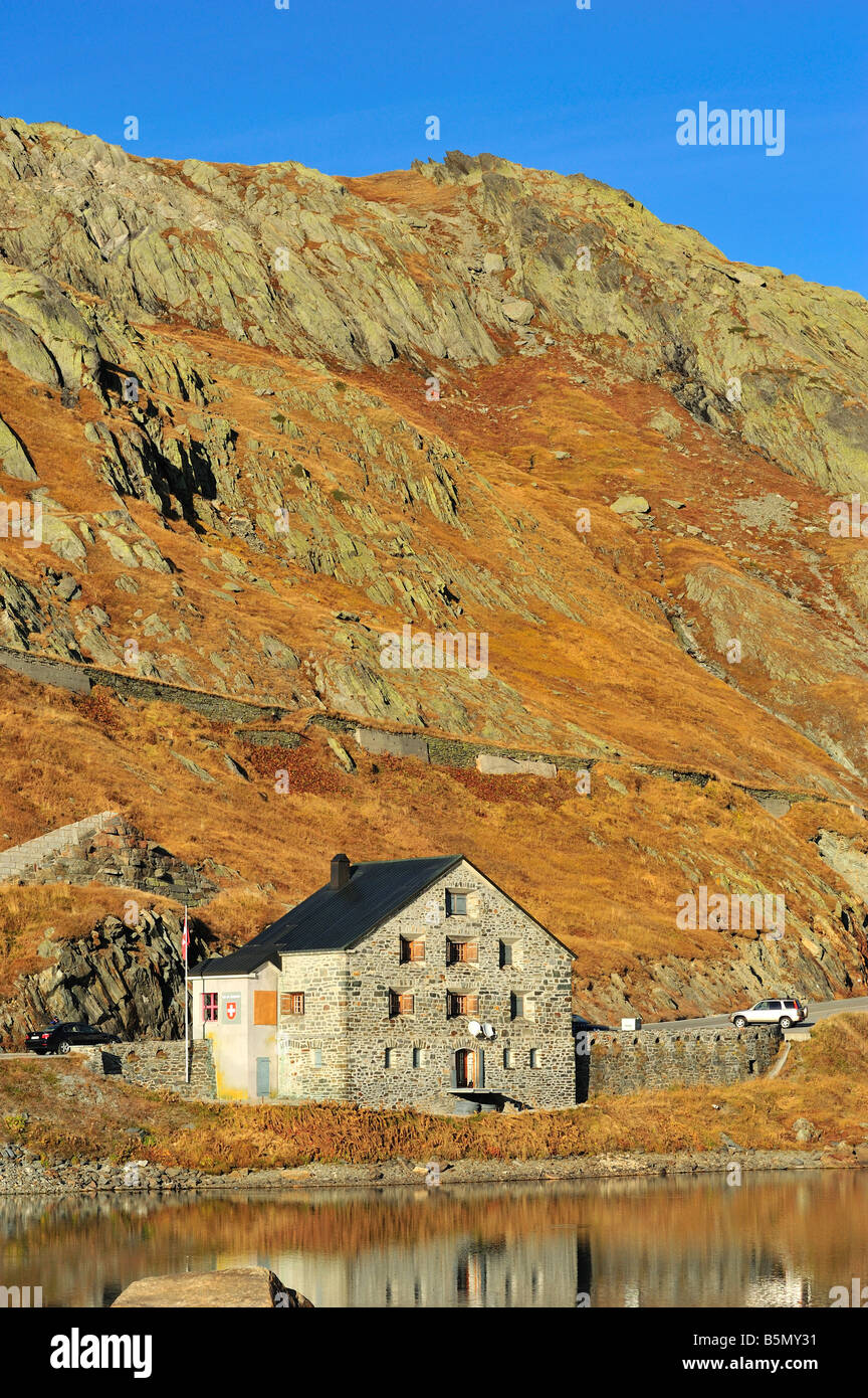 Great St Bernard Pass, the border between Switzerland and Italy Stock Photo