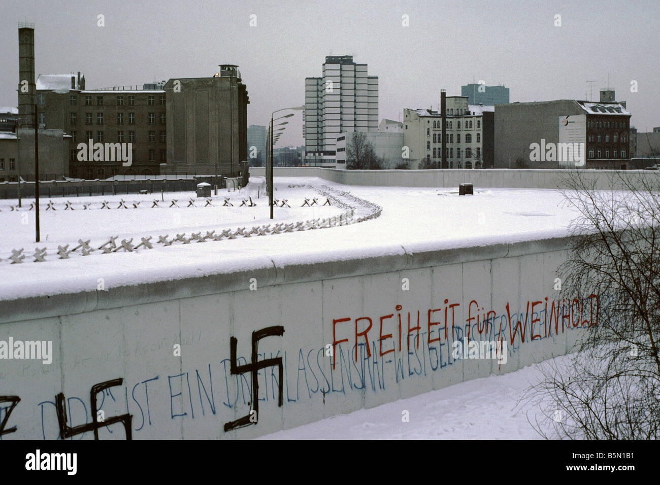 The Berlin Wall at Potsdamer Platz - West Berlin in the winter of 1979