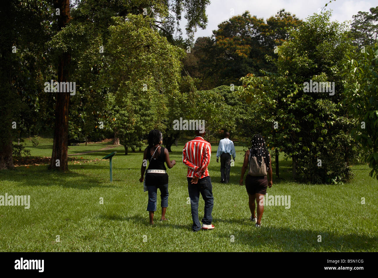 Visitors with guide at Botanic Garden at Limbé Cameroon West Africa Stock Photo