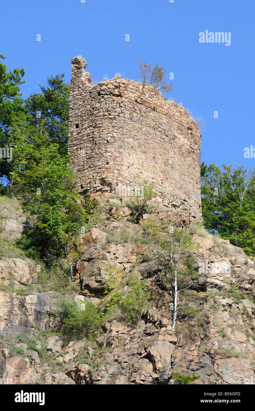 Ruins of Oheb castle near Seč in Czech Republic. Stock Photo
