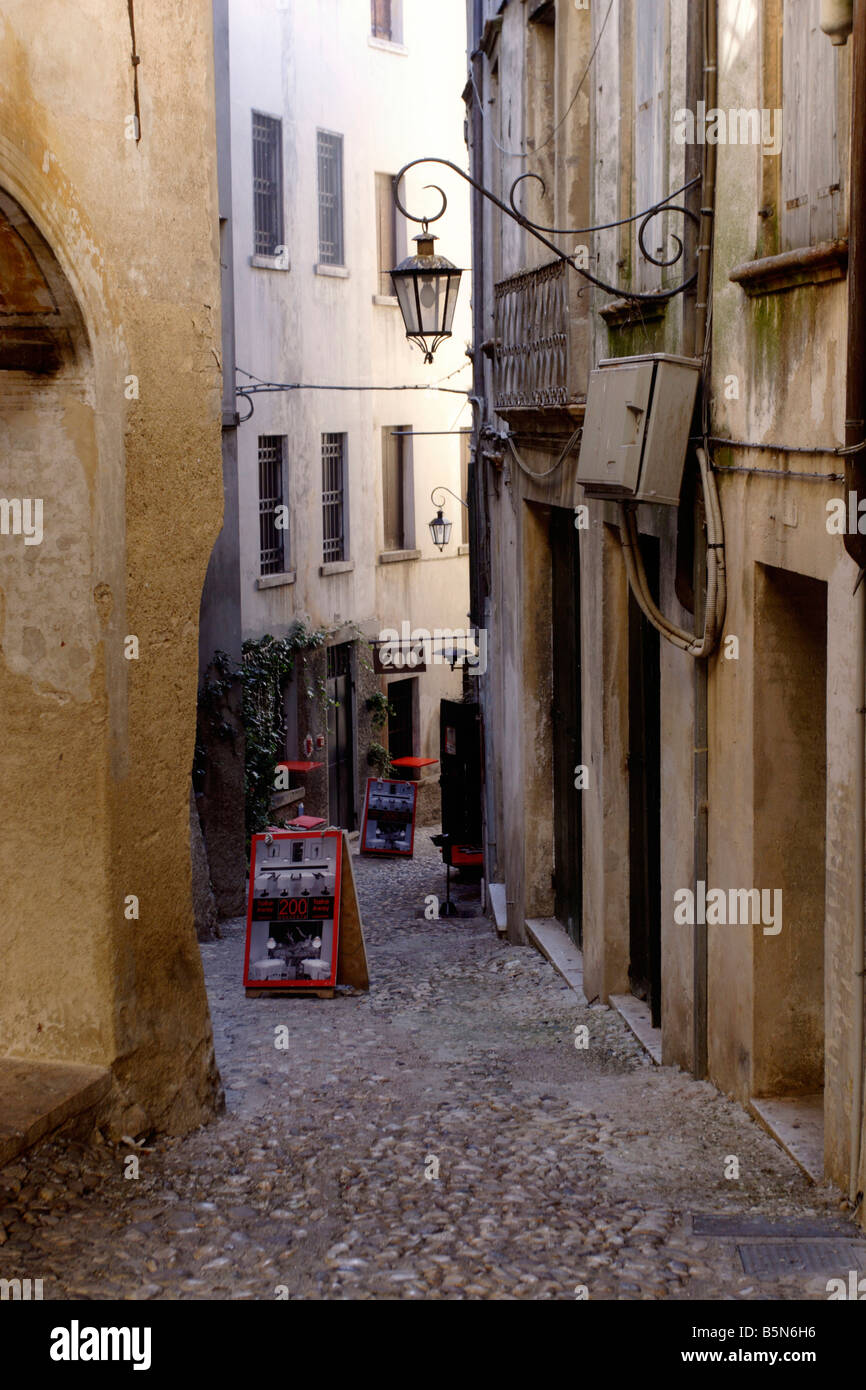 Side Alley with Shops in Asolo Italy Stock Photo