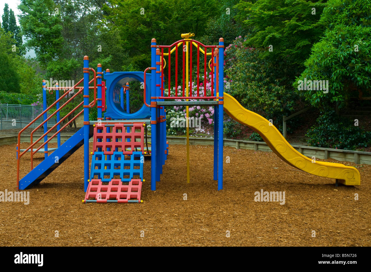 Modern plastic children's playground equipment Stock Photo