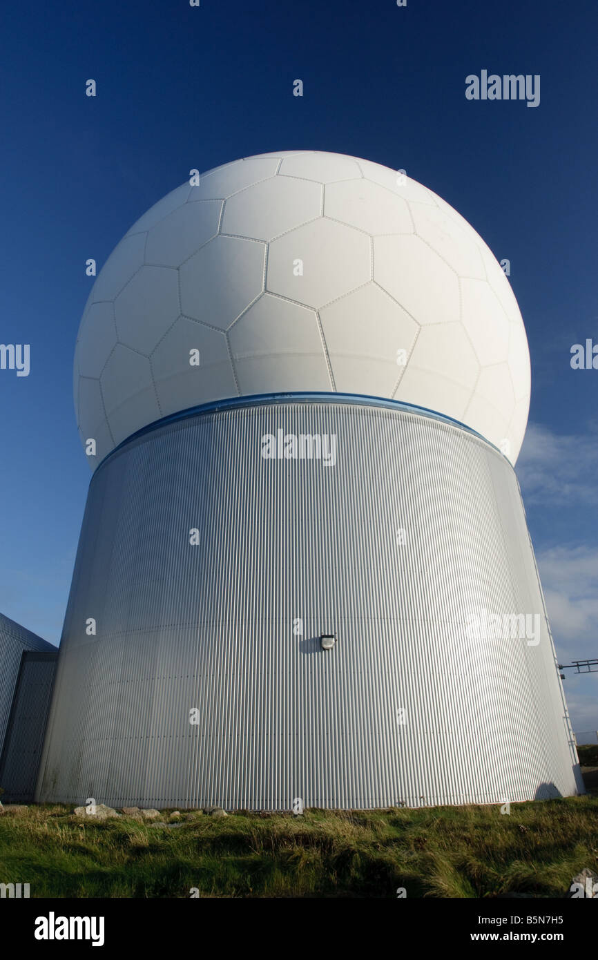 NATS radar tower, Tiree, Scotland Stock Photo