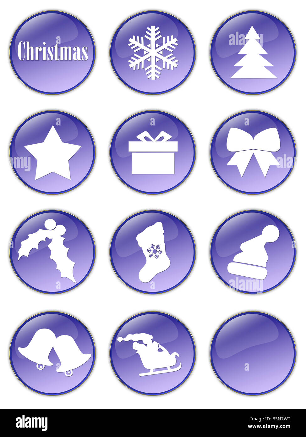 Special Christmas holiday glassy buttons collection Stock Photo