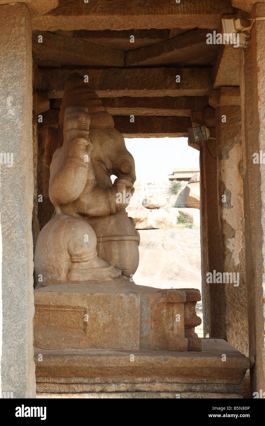 Ganesh in a temple, Hampi, India Stock Photo