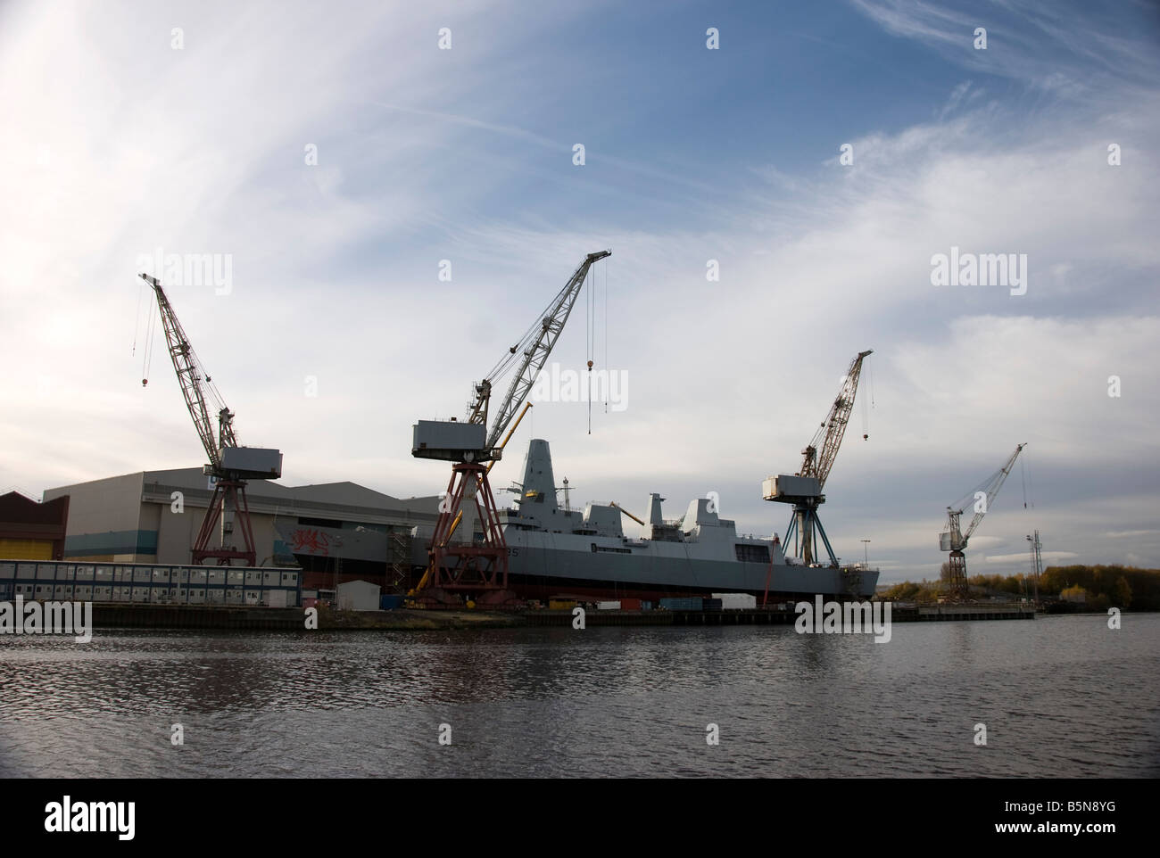 Royal Navy Type 45 Air Defence Destroyer HMS Dragon on the Slips at BAE Systems Govan Shipyard Clydeside River Clyde Glasgow Stock Photo