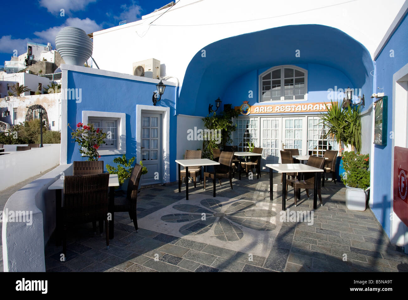 Aris Reataurant Fira Santorini Cyclades Greece Stock Photo Alamy