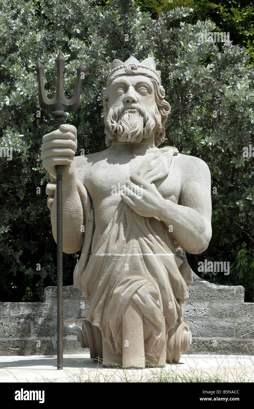 Close-up of a Statue of Neptune, Bermuda Maritime Museum, Royal Naval Dockyard, Bermuda Stock Photo