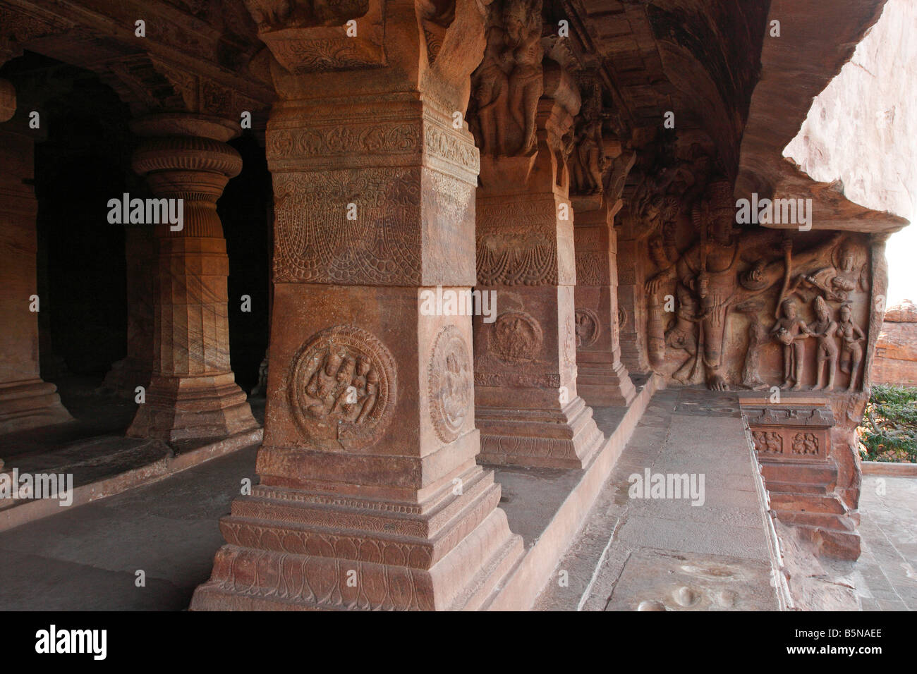 Decorations at the pillars of a hindu temple dedicated to Shiva at the ...