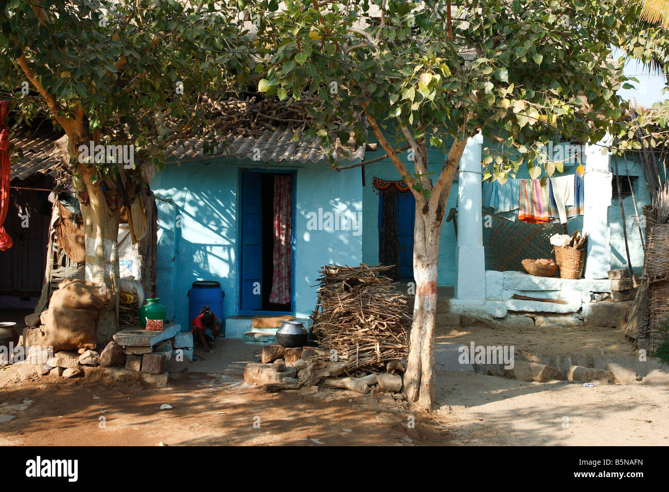 Small typical house in Hampi Karnataka India Stock Photo