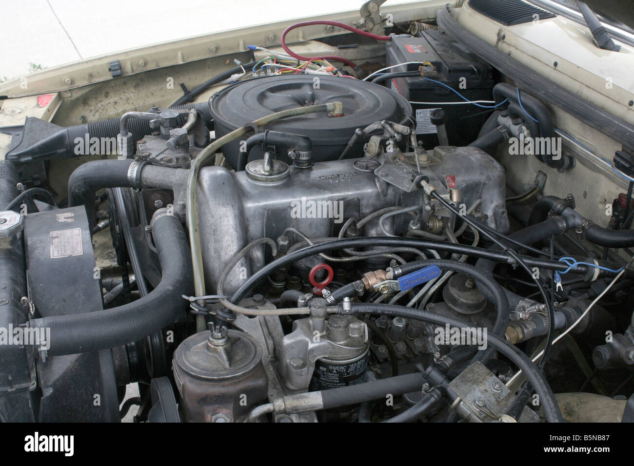 Mercedes Benz auto engine modified to operate using waste vegetable oil