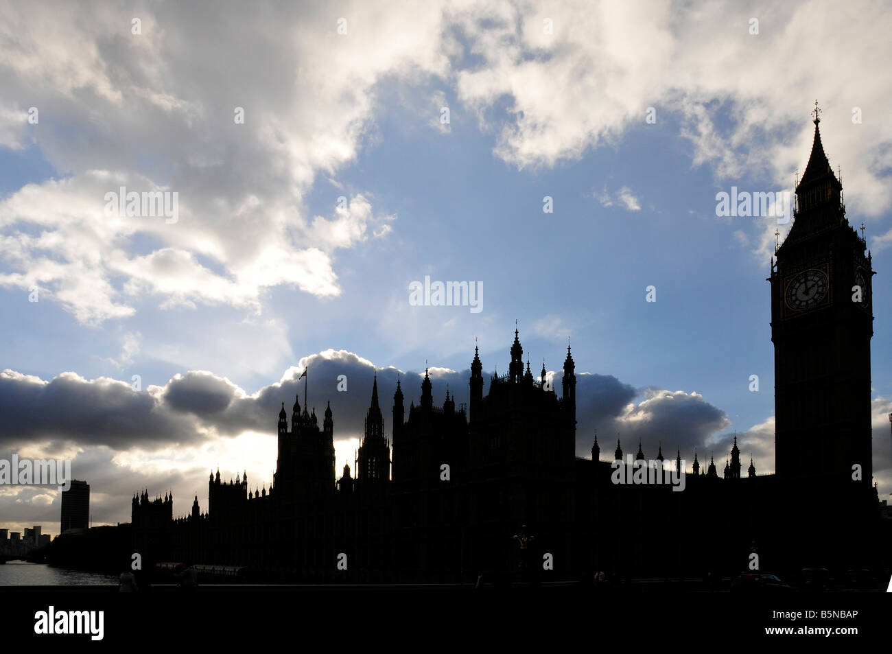 Houses of Parliament / Big Ben / Westminster Bridge in silhouette, London, United Kingdom. Picture by Patrick Steel patricksteel Stock Photo