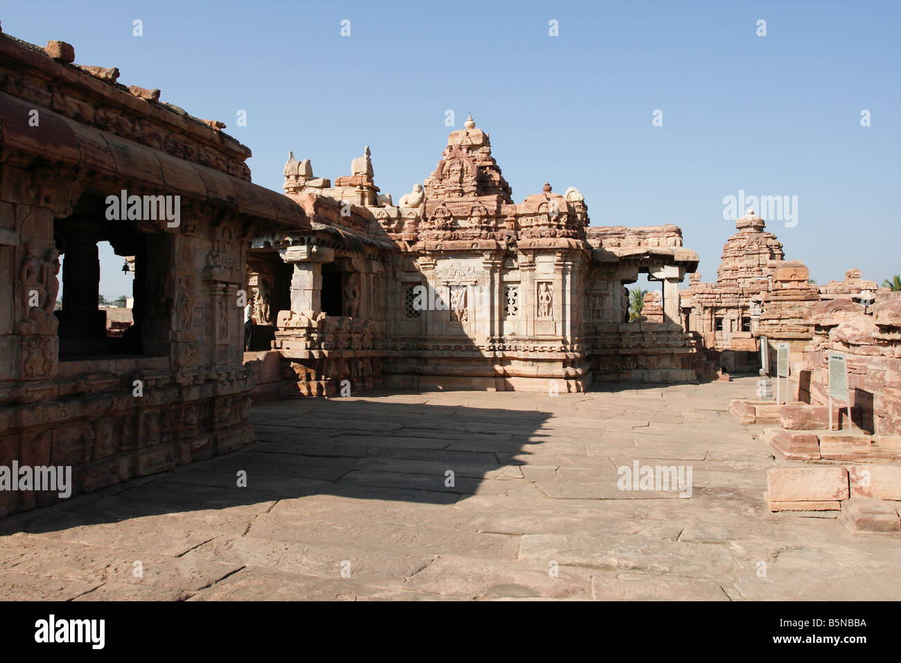 Decorated ancient Hindu temple dedicated to Shiva at the ancient site of Pattadakal, Karnataka, India Stock Photo