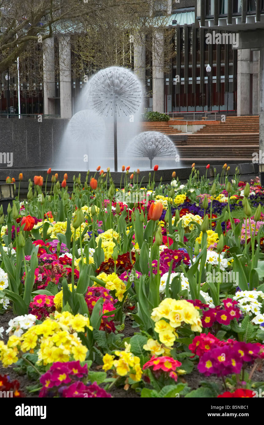 Flowers Victoria Square and Town Hall Fountain Christchurch Canterbury South Island New Zealand