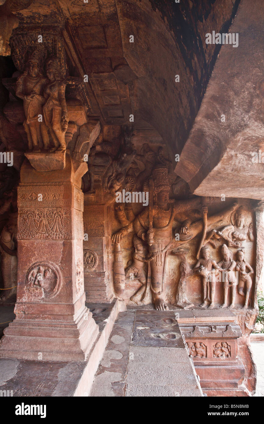Decorations at the pillars of a hindu temple dedicated to Shiva at the ...