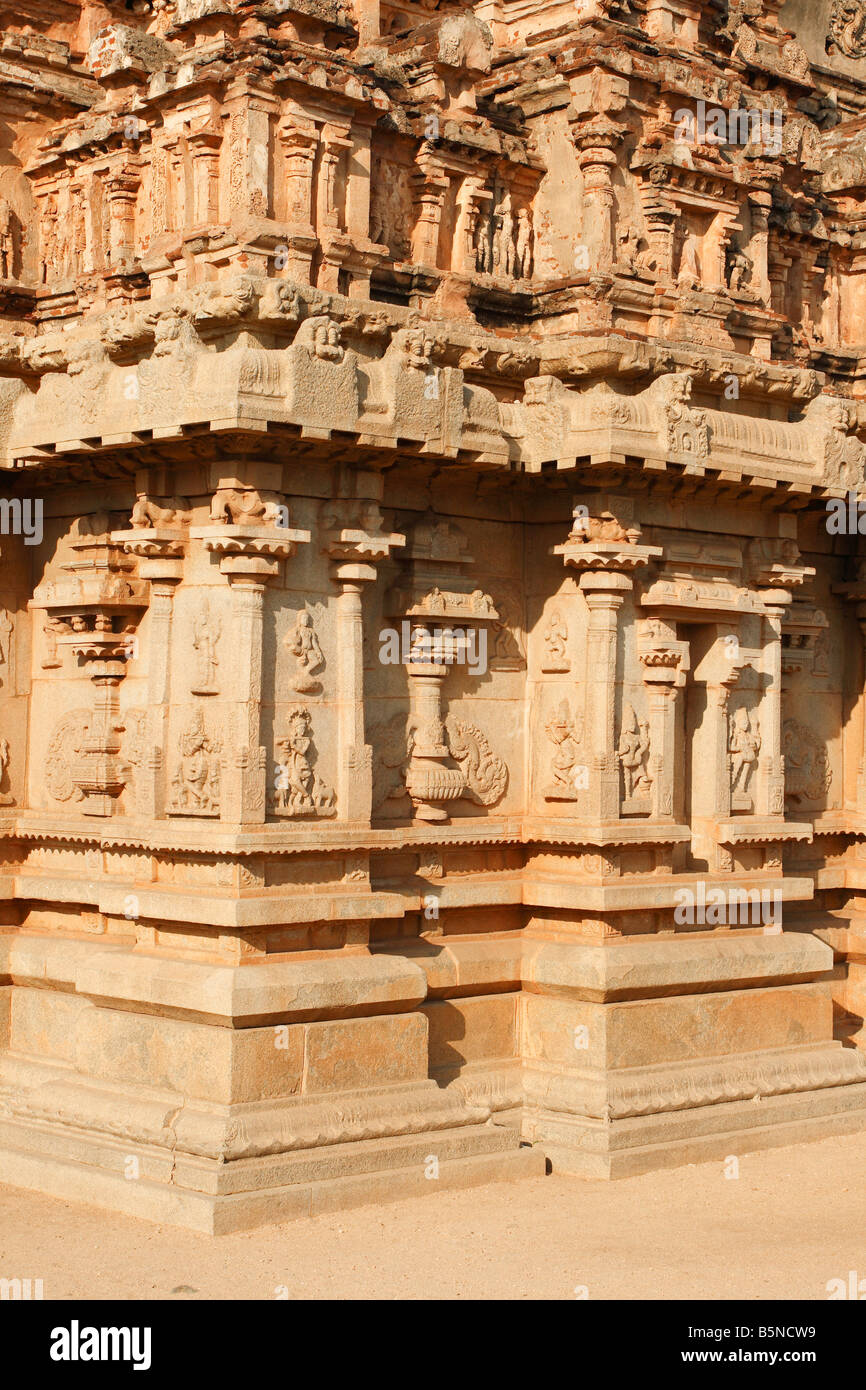 Decorated ancient Hindu temple dedicated to Shiva at the ancient site of Hampi, Karnataka, India Stock Photo