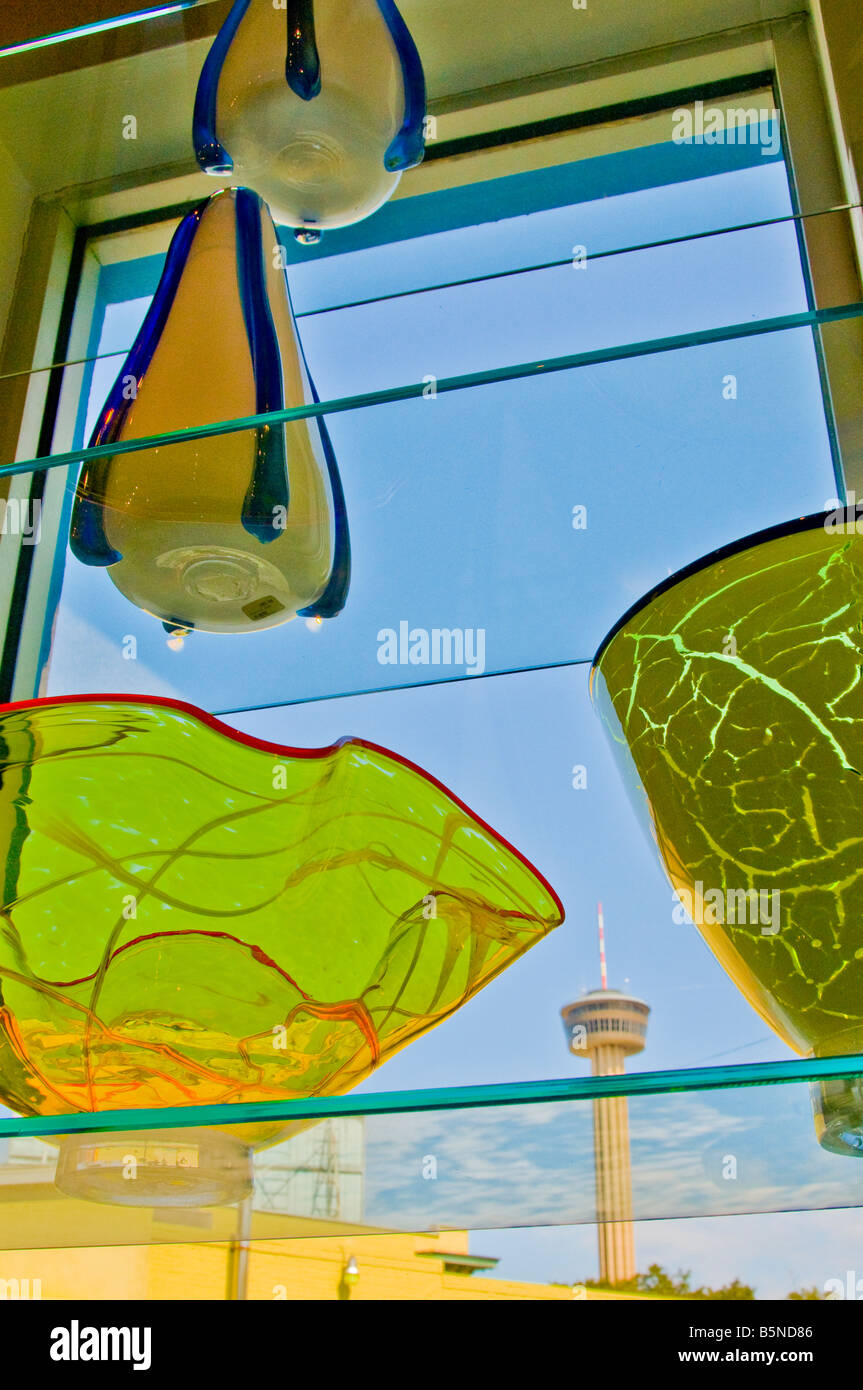 Glass artwork on display, Garcia Art Glass, Southtown, San Antonio, Texas. Stock Photo