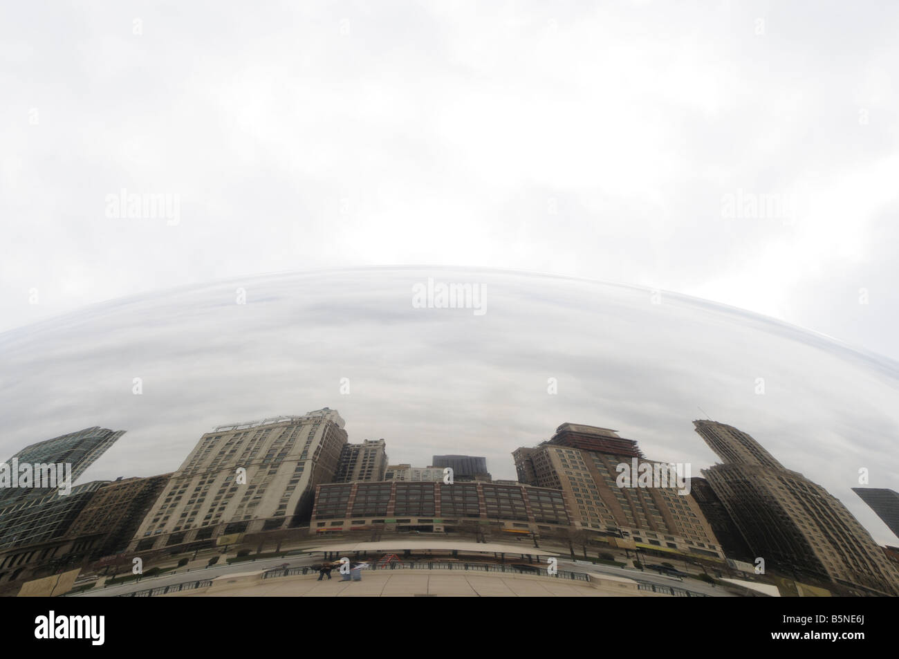 Skyline reflected on The Cloud Gate (aka "the Bean"). Millennium Park ...