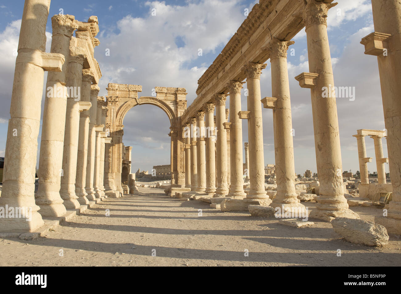 Great Colonnade and monumental arch Palmyra, Syria Stock Photo