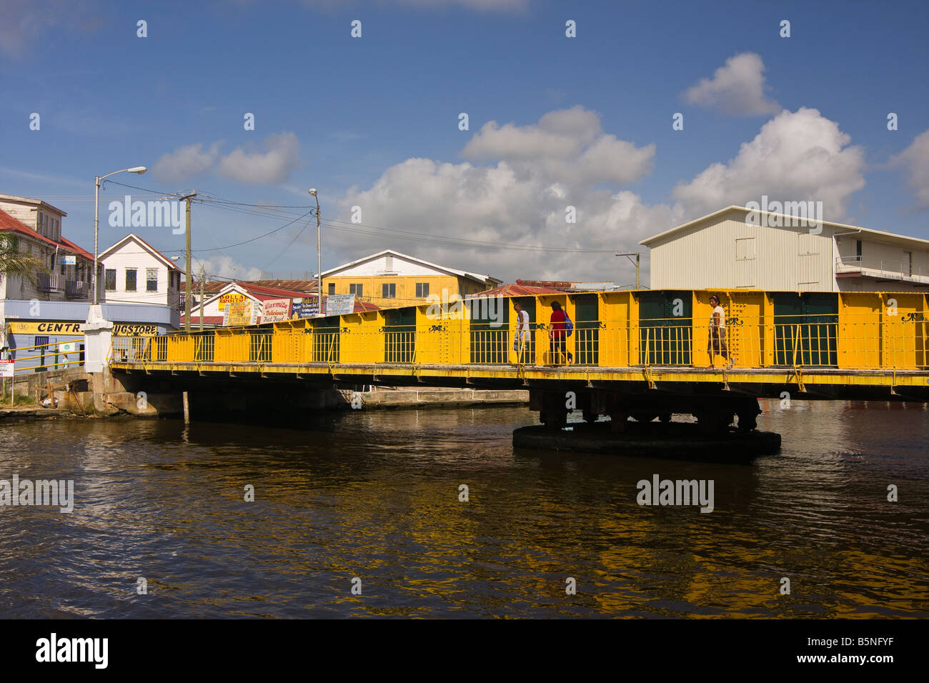 BELIZE CITY BELIZE The swing bridge on Haulover Creek in the center of downtown Belize City Stock Photo