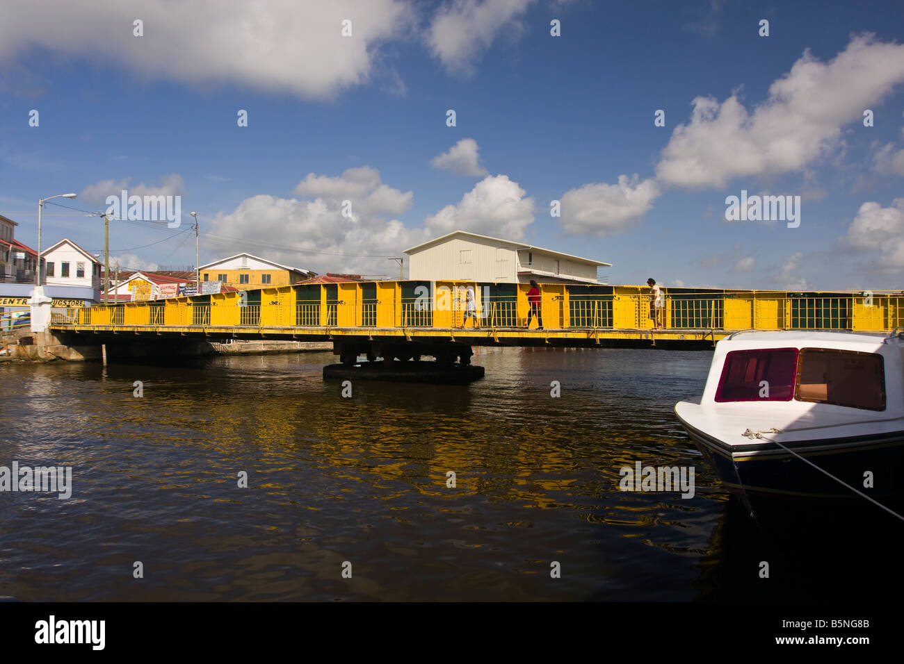 BELIZE CITY BELIZE The swing bridge on Haulover Creek in the center of downtown Belize City Stock Photo