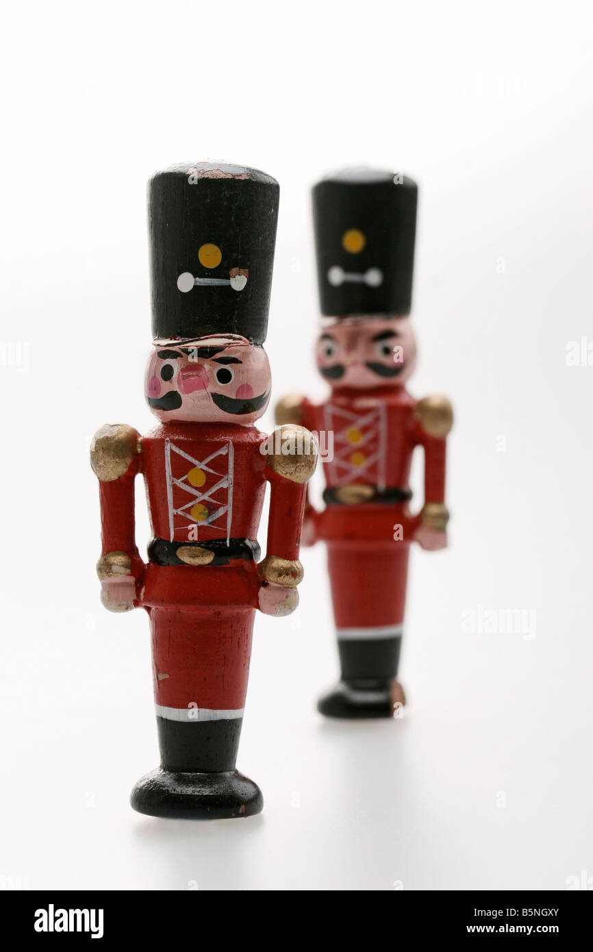 Two wooden soldiers Stock Photo
