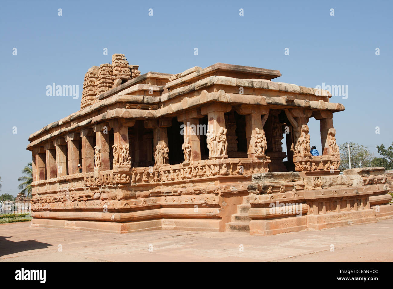 Decorated ancient Hindu temple dedicated to Shiva at the ancient site of Pattadakal, Karnataka, India Stock Photo