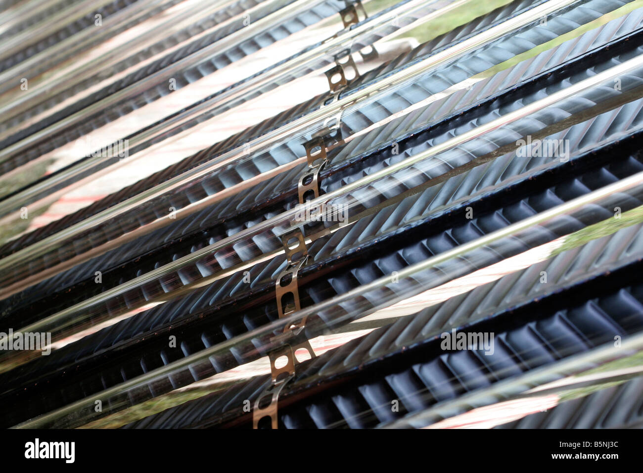 Tube type hot water solar collector Stock Photo