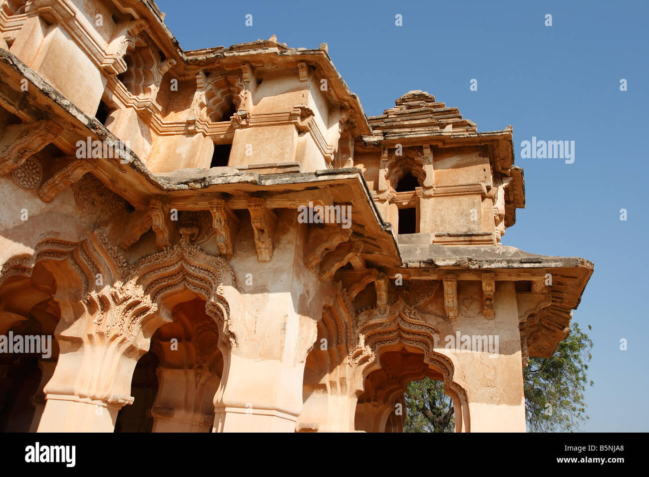 Roof of the Lotus Mahal temple at the ancient site of Hampi, Karnataka, India Stock Photo