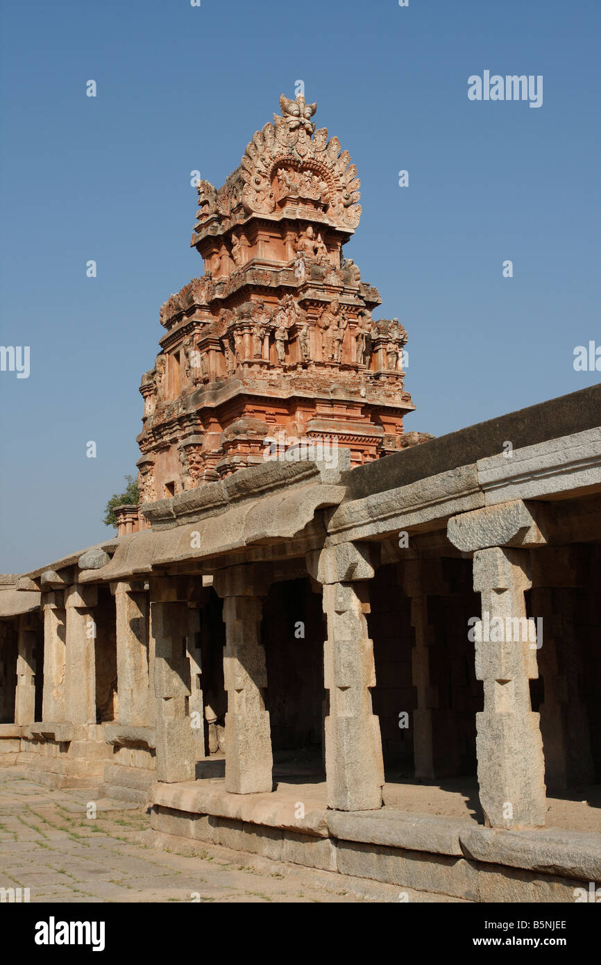 Decorated ancient Hindu temple dedicated to Shiva at the ancient site of Hampi, Karnataka, India Stock Photo