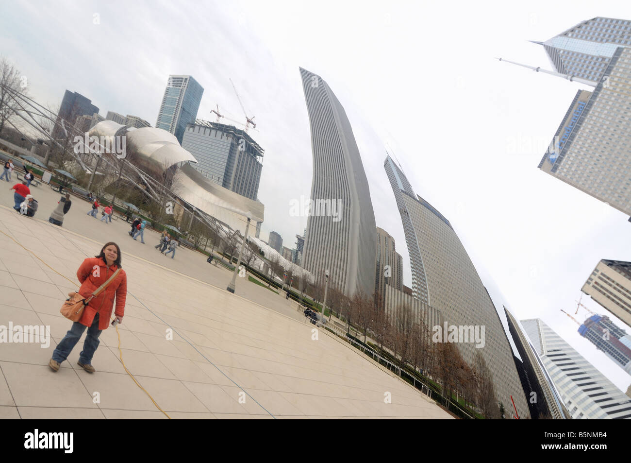 Skyline reflected on The Cloud Gate (aka "the Bean"). Millennium Park ...