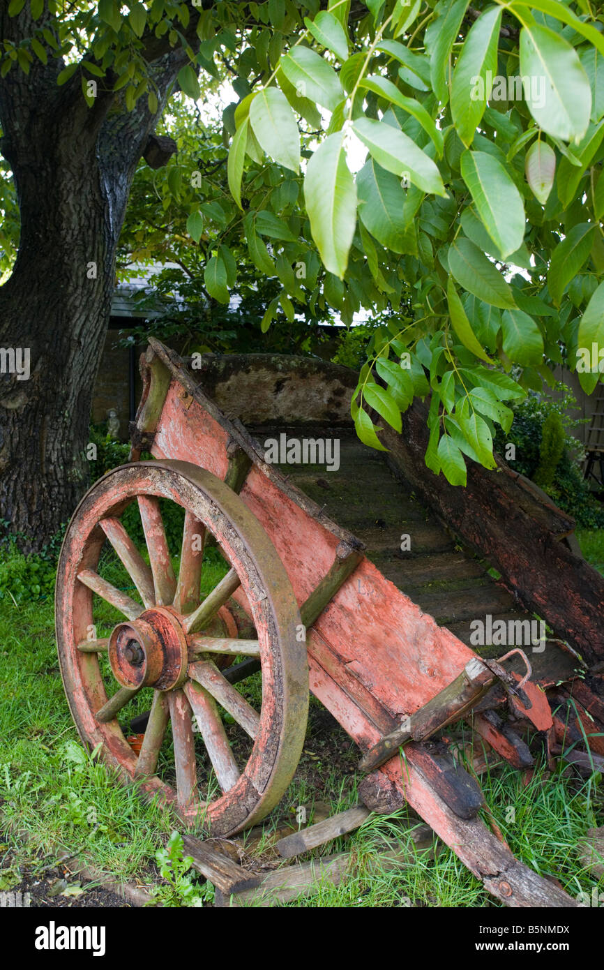 Wooden cart at the Marquis of Lorne pub restaurant and B and B Nettlecombe Dorset England Stock Photo