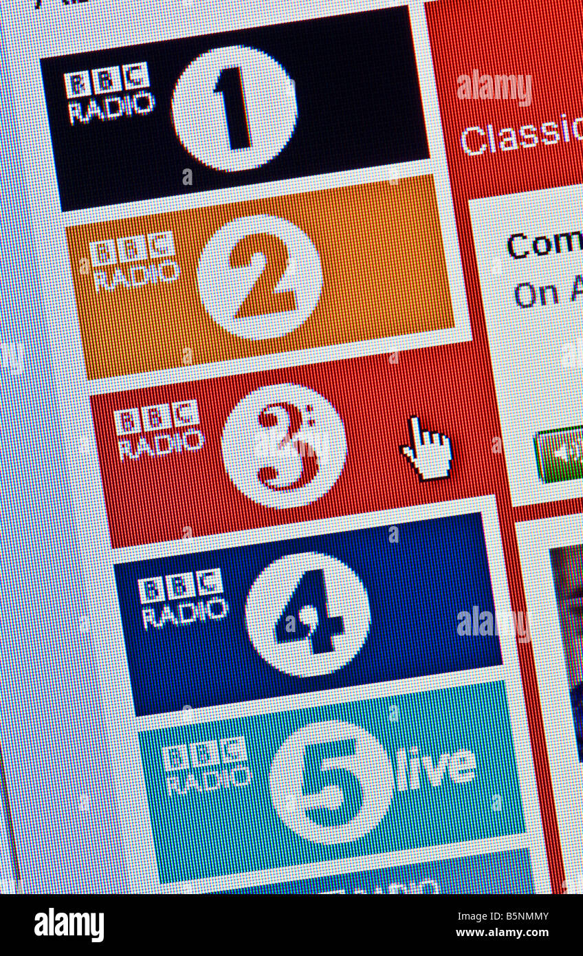 Macro screenshot of BBC Radio website Editorial use only Stock Photo