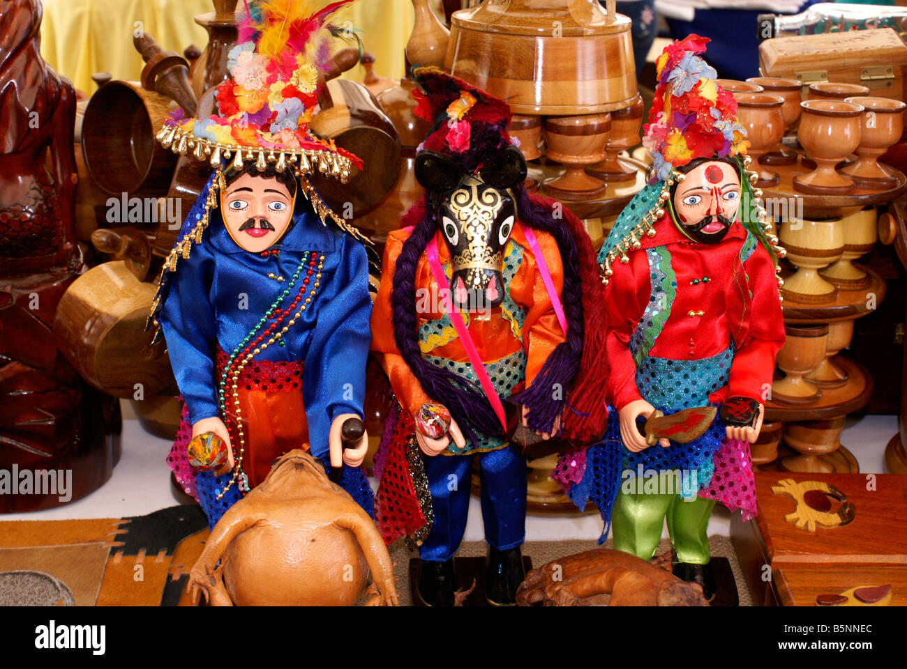 El Gueguense or Macho Raton masked figurines from Diriamba, Nicaragua Stock Photo