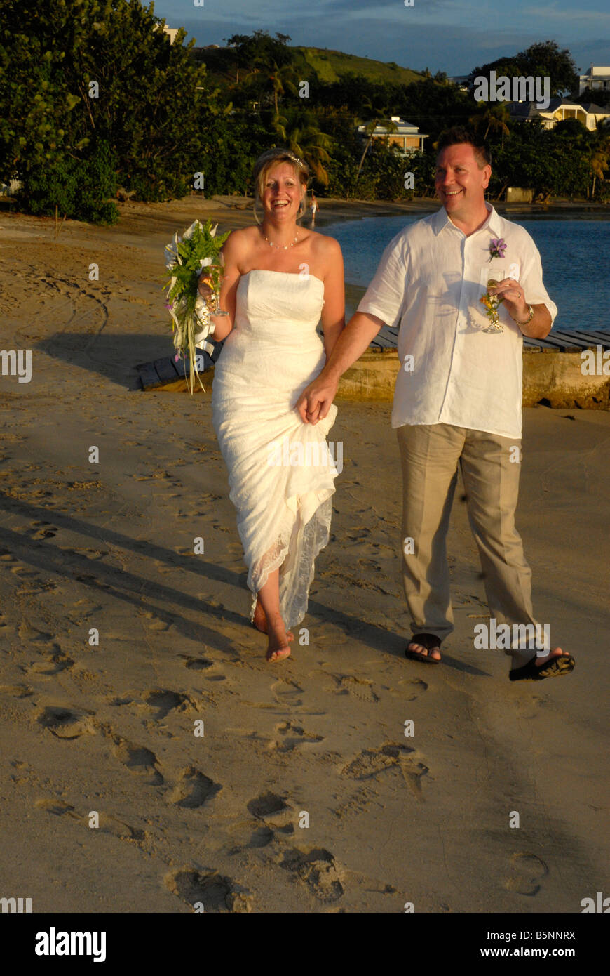 Couple getting married on the beach, Grenada, Caribbean, 'West Indies' Stock Photo