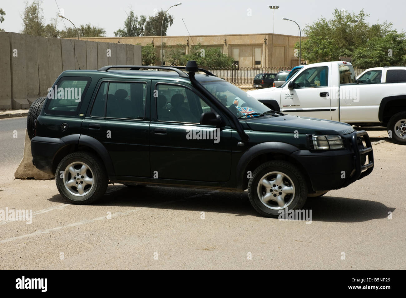 land roverfreelander parked in the Green zone Baghdad Iraq Stock Photo